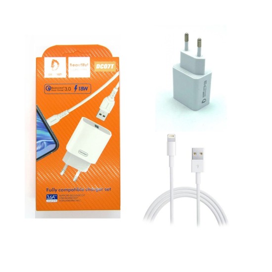 ADAPTADOR DE CARREGADOR DENMEN DC07L/DC07-L SMART HD 18W QC3.0 3.6A BRANCO